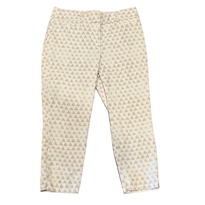 LOFT Riviera Crop White Pants with Beige Triangle Print - Size 6